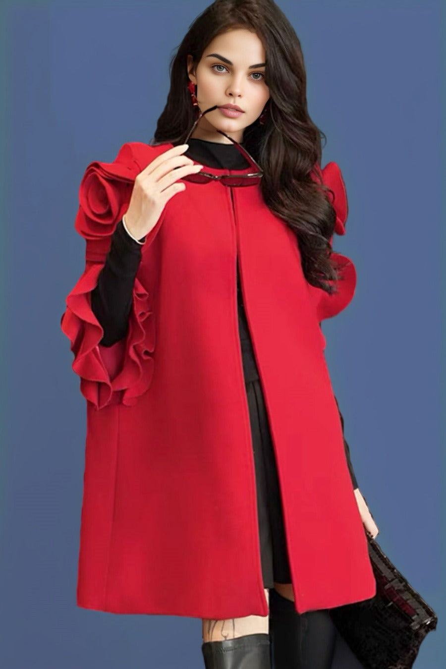 T2551 ROSE-SLEEVE CAPE COAT