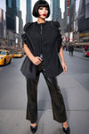 T2551 ROSE-SLEEVE CAPE COAT (RED, BLK)