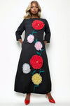 S3075 FLOWER APPLIQUE DRESS (WHT, BLK)