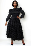 X7875 BEADED FRINGE RUFFLE SWEATER