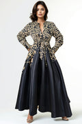 GF1466 MIDNIGHT LEOPARD-PRINT MAXI DRESS