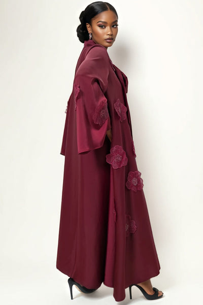 C3506 BEADED PETAL TIE NECK MAXI DRESS
