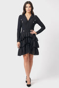 BL008 LAYERED V NECK BANDAGE DRESS
