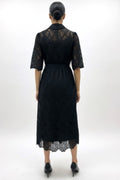 E73056 BUTTONS & LACE MAXI DRESS (BLK, BLUE)