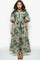A95142 BROCADE PUFF SLEEVE MAXI DRESS