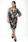 T2099A BROCADE FOLIAGE RUCHED SLEEVE BLAZER