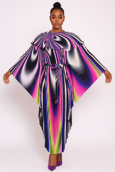X7655A 3D SWIRL BATWIG DRESS