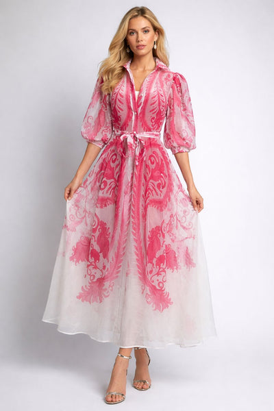 GF1600 PAISLEY ORGANZA MAXI DRESS
