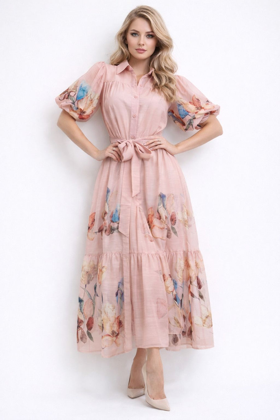 S3121 FLARE FLORAL MAXI DRESS