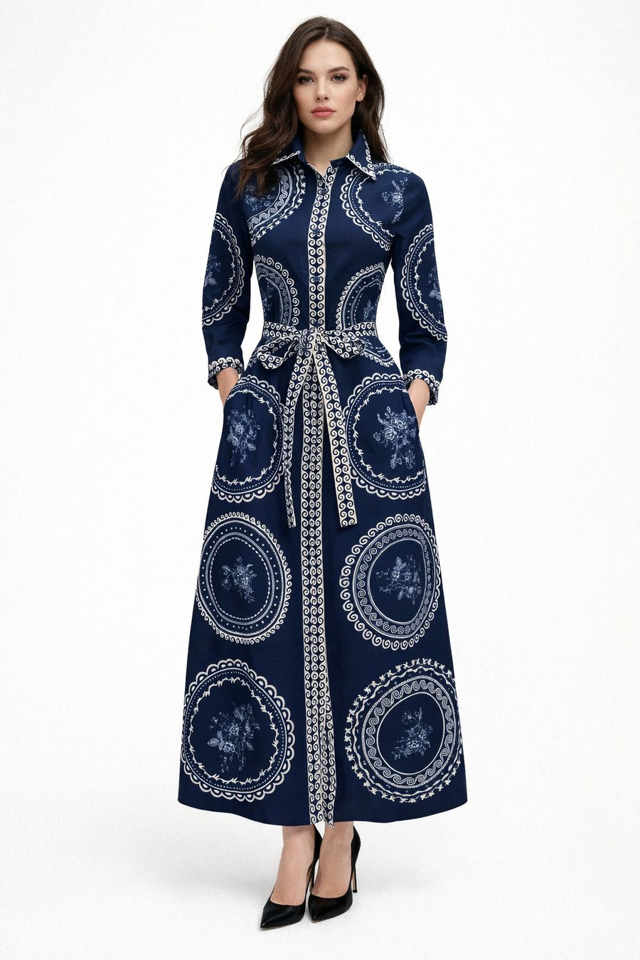 A95019 SCROLLED PRINT SHIRT DRESS