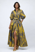 A95130A STRUCTURED BROCADE MAXI DRESS