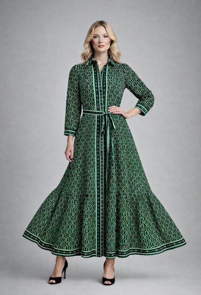 GF1588 PATTERNED LONGLINE SHIRT DRESS