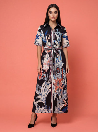 GF1576 TWILIGHT BOTANICAL SHIRT DRESS