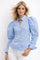 A95018 STRUCTURED PUFF SLEEVE POPLIN TOP (BLU, WHT)
