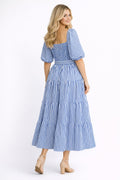 W85851 SEABREEZE TIERED STRIPE MAXI DRESS