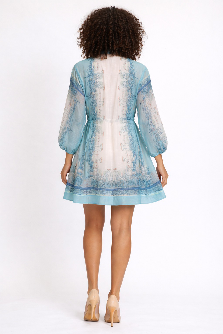 GF14741 TIE NECK ORGANZA MINI DRESS