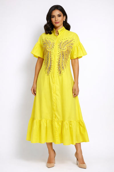 S31300 STUDDED RHINESTONE SHEER MAXI DRESS