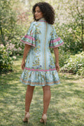 A94147 BELL SLEEVE BOTANIACAL PRINT MINI DRESS (XL, XXL ONLY)