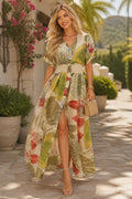 S3136 BOTANICAL BREEZE SMOCKED WAIST MAXI DRESS