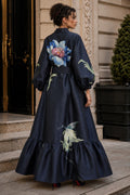 TL9013 RUFFLE HEM FLORAL MIKADO MAXI DRESS
