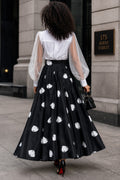 X8121 ARTFUL PETAL PRINT PLEATED MAXI SKIRT