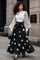 X8121 ARTFUL PETAL PRINT PLEATED MAXI SKIRT