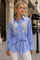 A96008 FLORAL LACE-CUTOUT STRIPED BELTED SHIRT