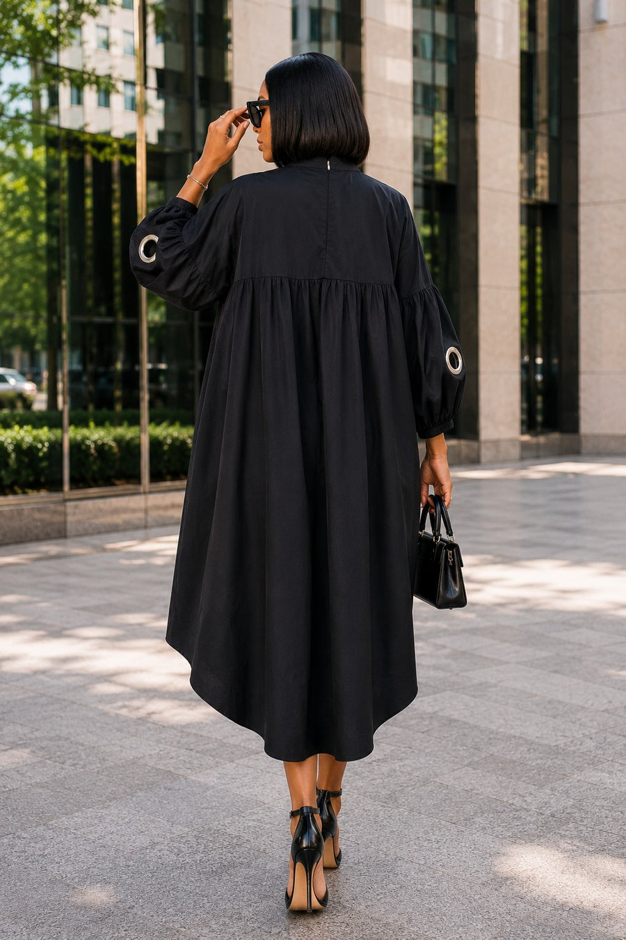 S8633 DRESS (BLK, LIME)