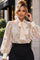 T26024 FLORAL SEQUIN TIE NECK TOP