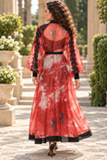 P0259 WATERCOLOR LACE-TRIM MAXI DRESS (WINE, GRN)