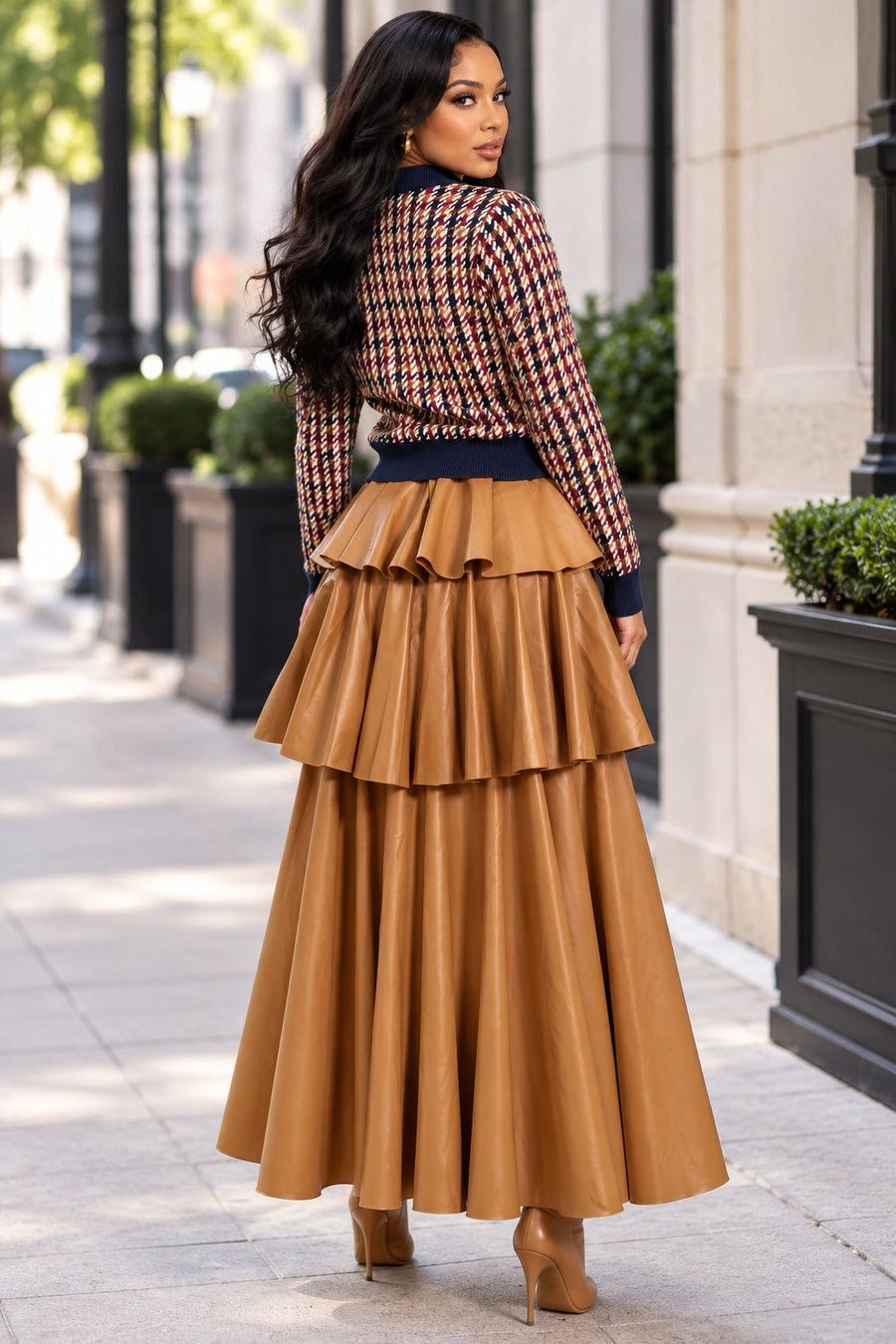 X7277 FAUX LEATHER SKIRT (S, M, XXXL)