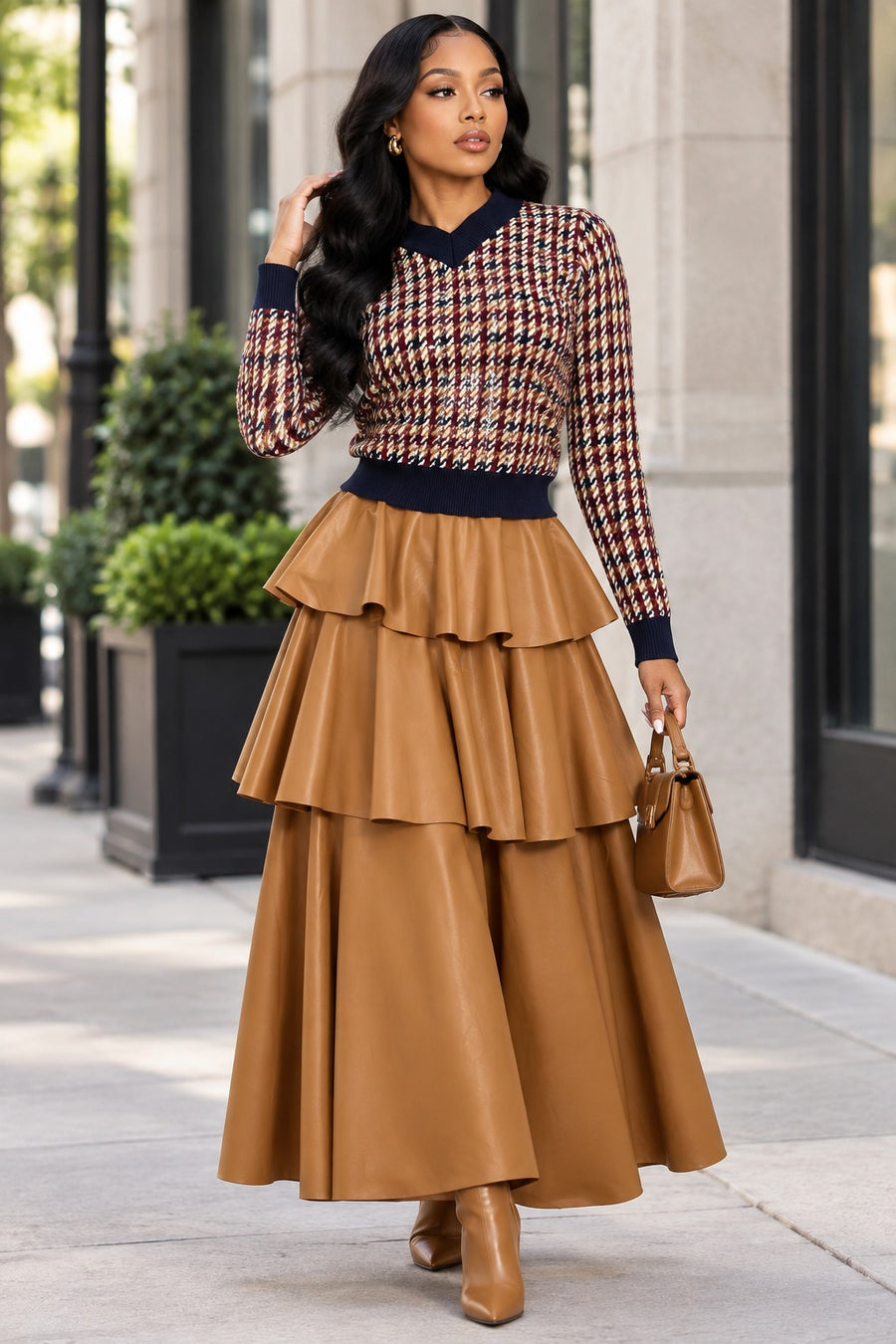 X7277 FAUX LEATHER SKIRT (S, M, XXXL)