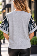 CH937 EMBELLISHED GRAPHIC CORSET T-SHIRT TOP
