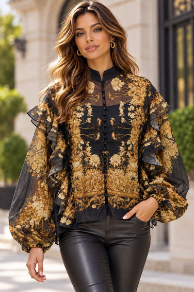 GF1445 BAROQUE RUFFLE TOP
