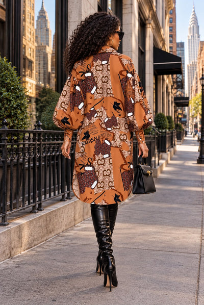W856011 ABSTRACT PRINT SHIRT MINI DRESS