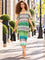 N2406 STRIPED MIDI DRESS