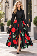 GF17978 ROSE PRINT MAXI SHIRT DRESS