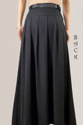 T2569 BLACK MAXI PLEATED SKIRT