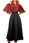 T81140 A-LINE MAXI FLARED SKIRT (RED, BLK)