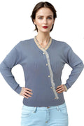 FL2008 BOTTON FRONT V NECK SWEATER (PINK, GRAY, BLUE)