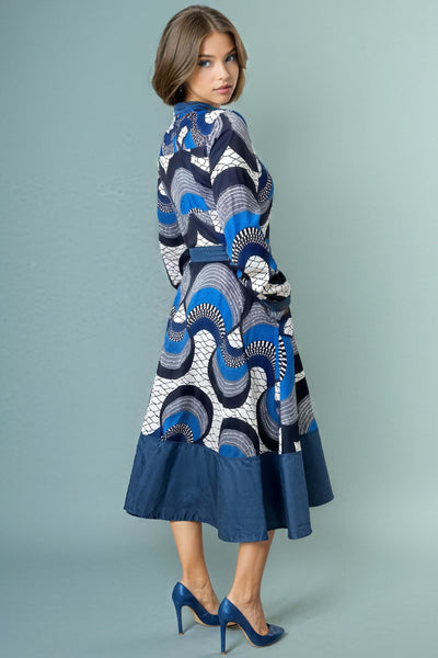 T25035 COLLARED MIDI DRESS (XS, S)