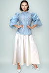 W5897 PUFF SLEEVE LACE TOP (WHT, BLUE)