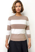 LS61043 ROUND NECK PULLOVER SWEATER (BLK, BEIGE)