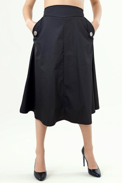 T8326 A-LINE MIDI SKIRT (NAVY, BLACK)