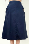 T8326 A-LINE MIDI SKIRT (NAVY, BLACK)