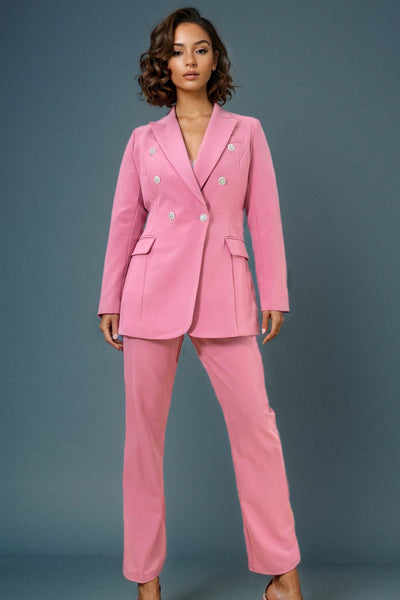 A94096 DOUBLE BREASTED BLAZER SET (PURP, PINK, LIGHT PINK)