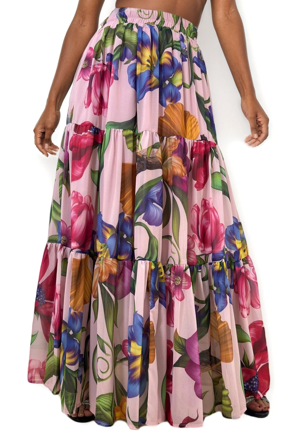 X7788 TIERED FLORAL SKIRT – N by Nancy