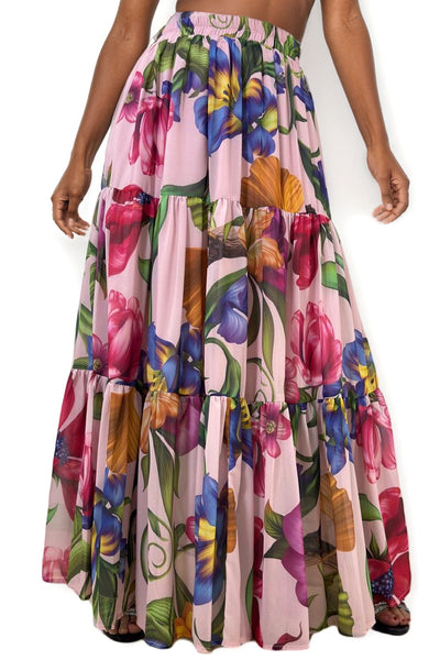 X7788 TIERED FLORAL SKIRT