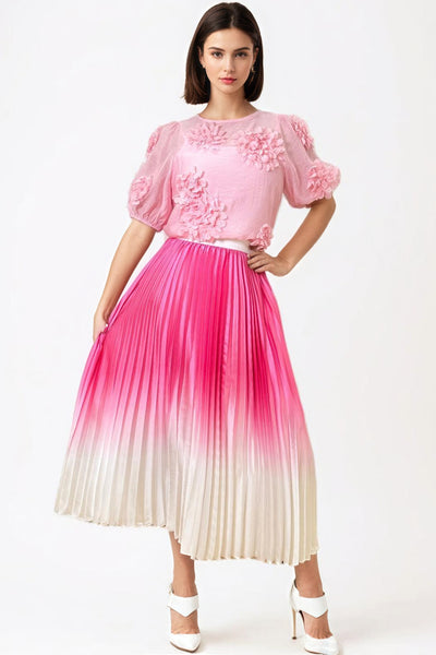 D10073 OMBRE PLEATED SKIRT