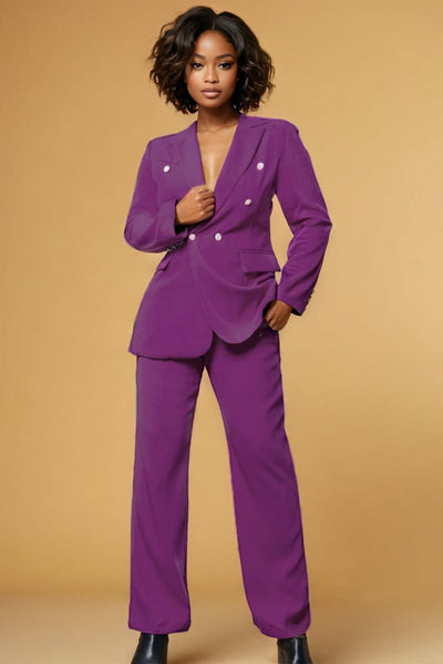 A94096 DOUBLE BREASTED BLAZER SET (PURP, PINK, LIGHT PINK)
